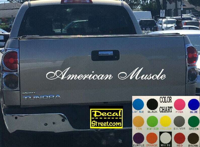 American Muscle Tailgate Die Cut Vinyl Decal Sticker Visor Banner 4x4