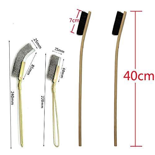 Bonaweite 3 Pack Wooden & Stainless Steel Long Handle Bird Cleaning Brush for Pet Cages