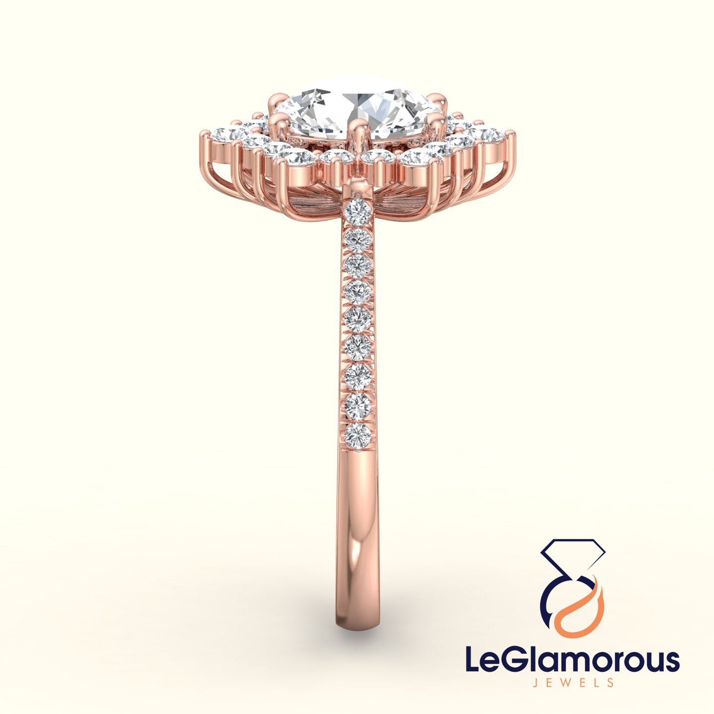 1.50 Carat Round Cut Halo Lab Grown Diamond Engagement Ring - IGI Certified