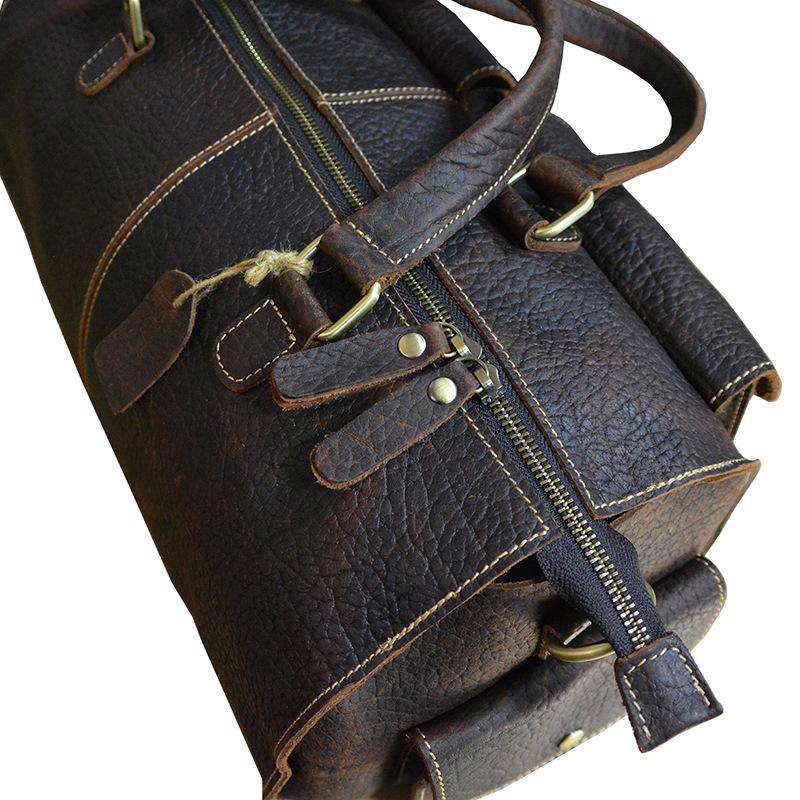 Vintage Leather Men's Weekender Duffle Bag - Italian Cowhide Travel Overnight Bag