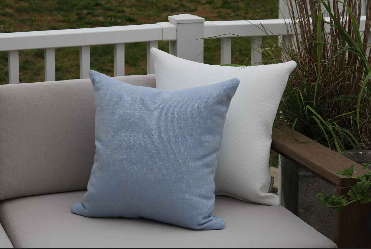Aven Outdoor Pillow Cover - White Chevron Pattern