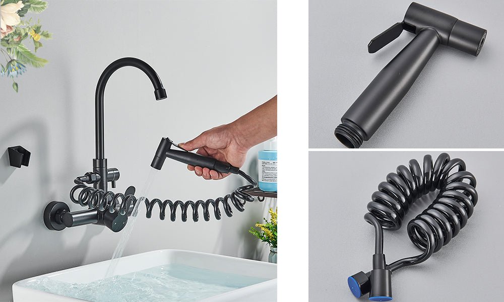 MIRODEMI® Wall Mounted Kitchen Faucet with Extendable Bidet