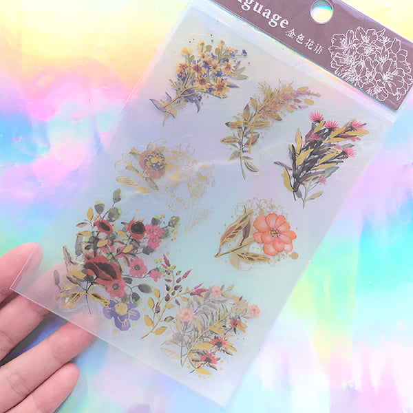 Golden Floral Stickers with Gold Foil for Resin Crafts and Home Decor (3 Sheets)
