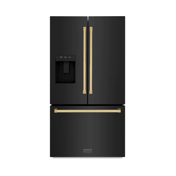 ZLINE Autograph Edition 36 in. Black Stainless Steel French Door Refrigerator with Dual Ice Maker