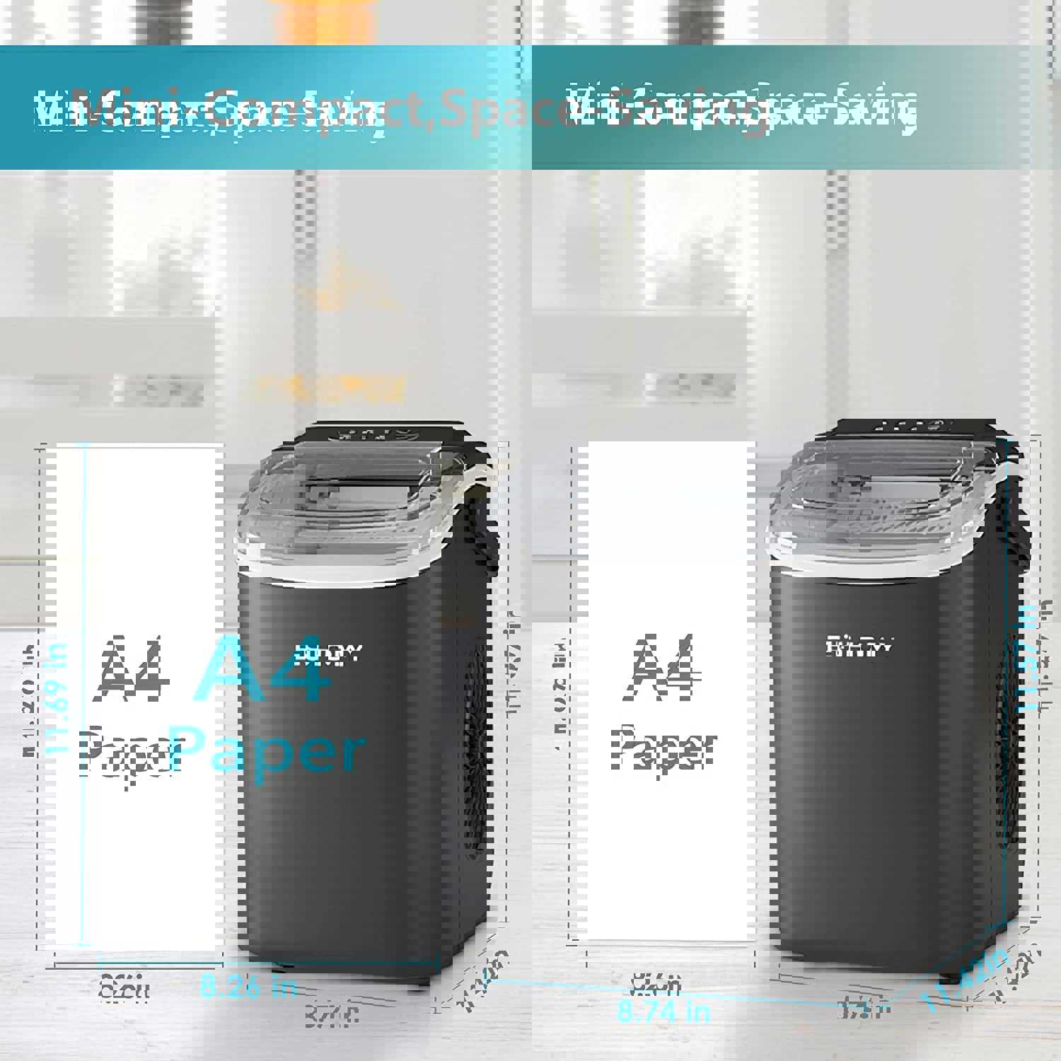 EUHOMY Countertop Ice Maker Machine - 26Lbs/24Hrs, 9 Ice Cubes in 6 Mins, Portable with Auto-Cleaning (Black)