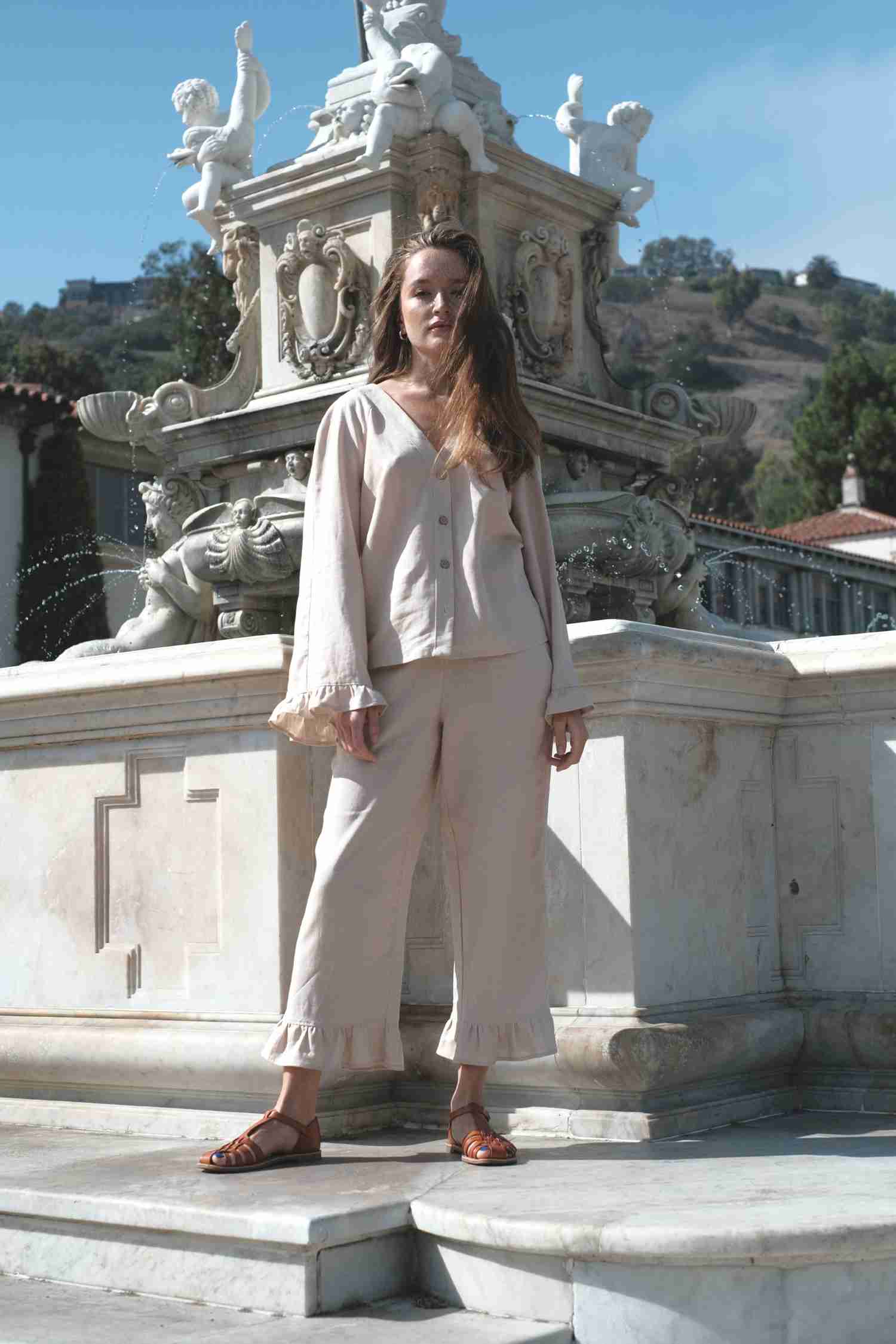 MONA LIZ Linen Jacket and Pants Set - Handmade in California
