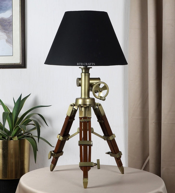 BTR CRAFTS Vintage Tripod Table Lamp with Adjustable Stand - Rustic Home Decor
