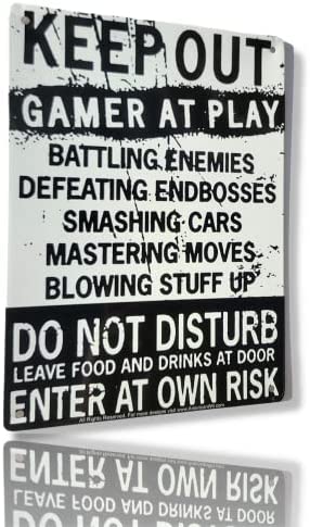 Funny Gamer Decor, Keep Out Gamers Only 12 x 8 Tin Signs