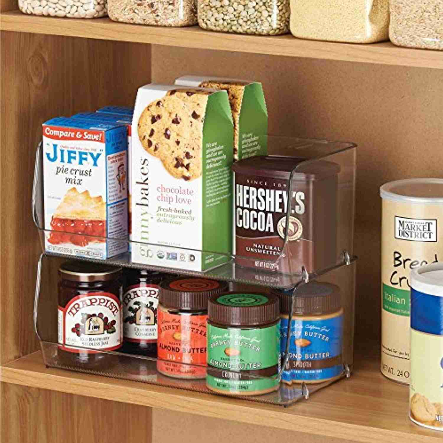 mDesign Medium Stackable Plastic Food Storage Organizer Bin Basket - 2 Pack, Clear