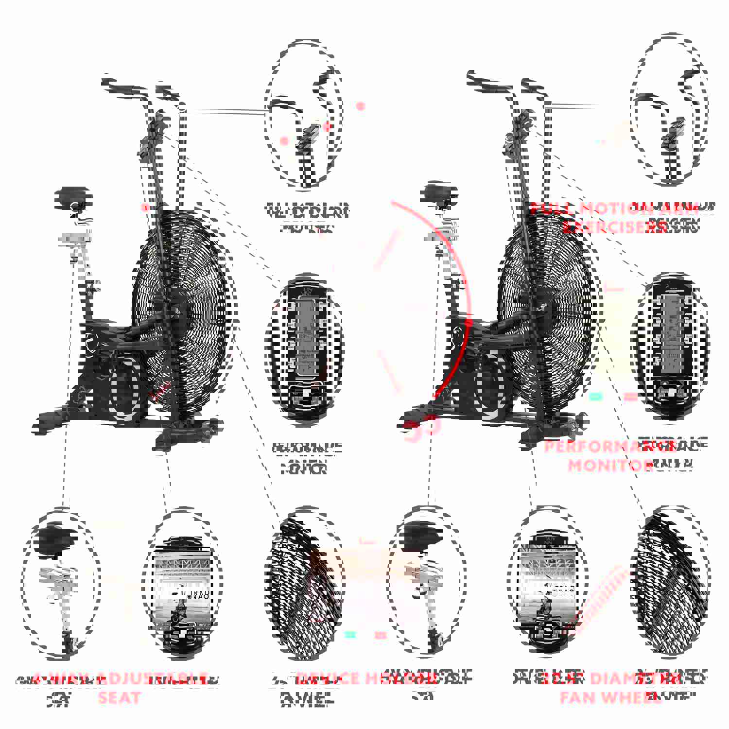 Sunny Health & Fitness Tornado LX Air Bike - Bigger, Sturdier, and More Durable
