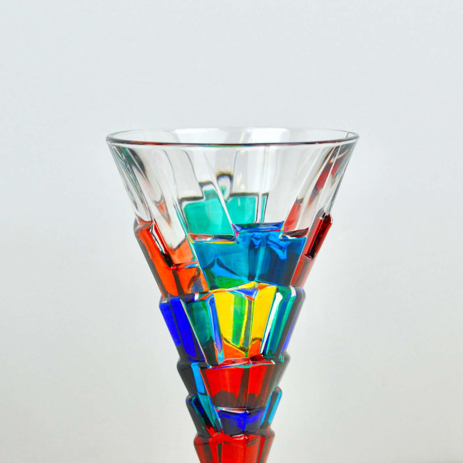 Italian Crystal Wine Glasses, Crack Design, Set of 2