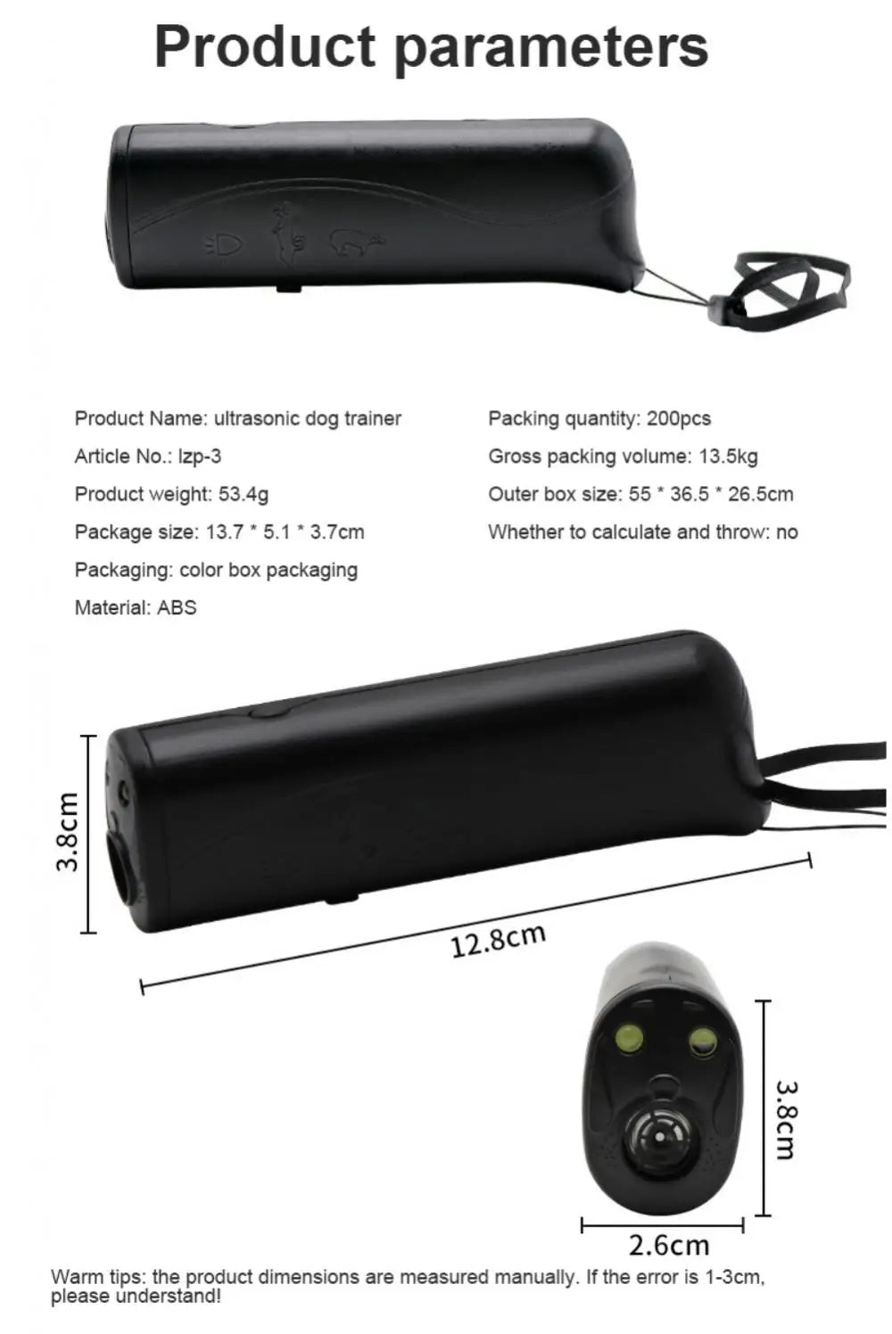 3 In 1 Pet Dog Repeller Anti Barking Device with LED Flashlight
