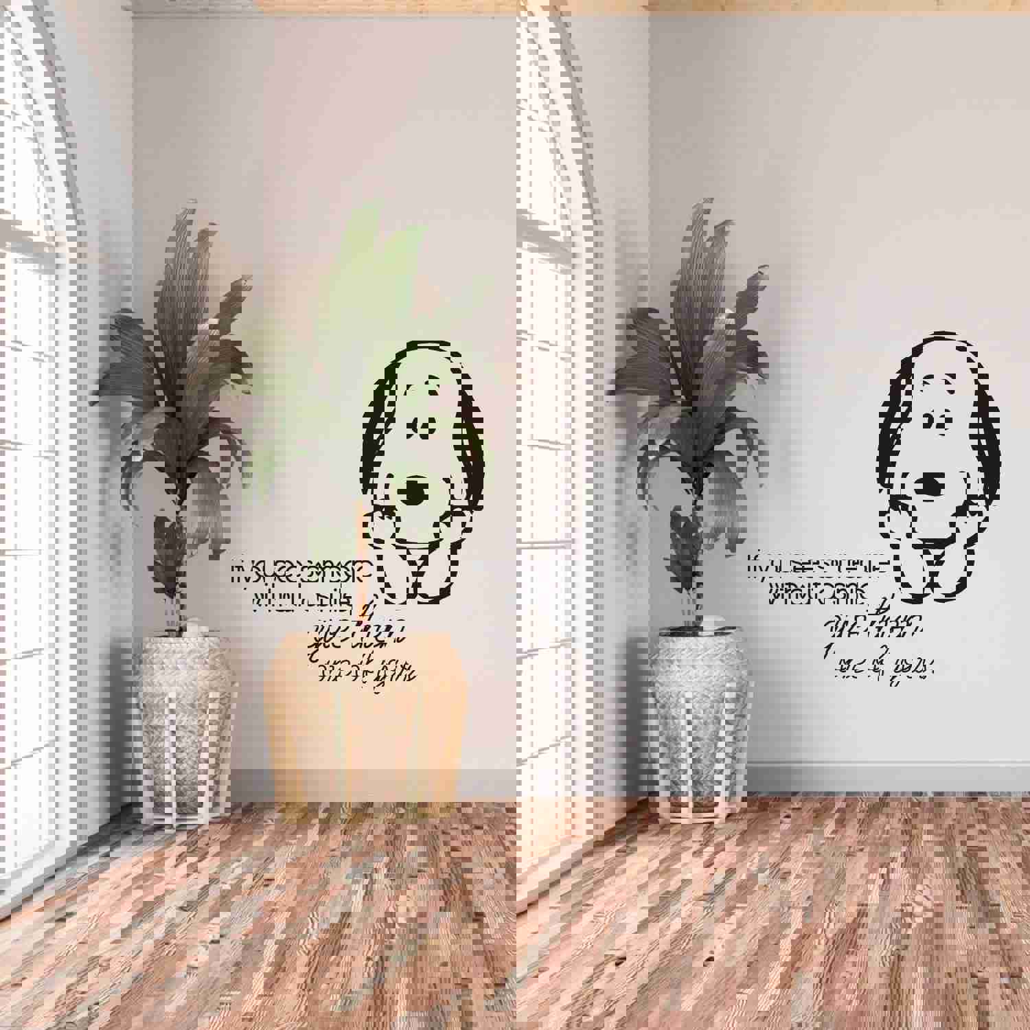 Snoopy Vinyl Wall Art Sticker Decal - If You See Someone Without A Smile Give Them One Of Yours