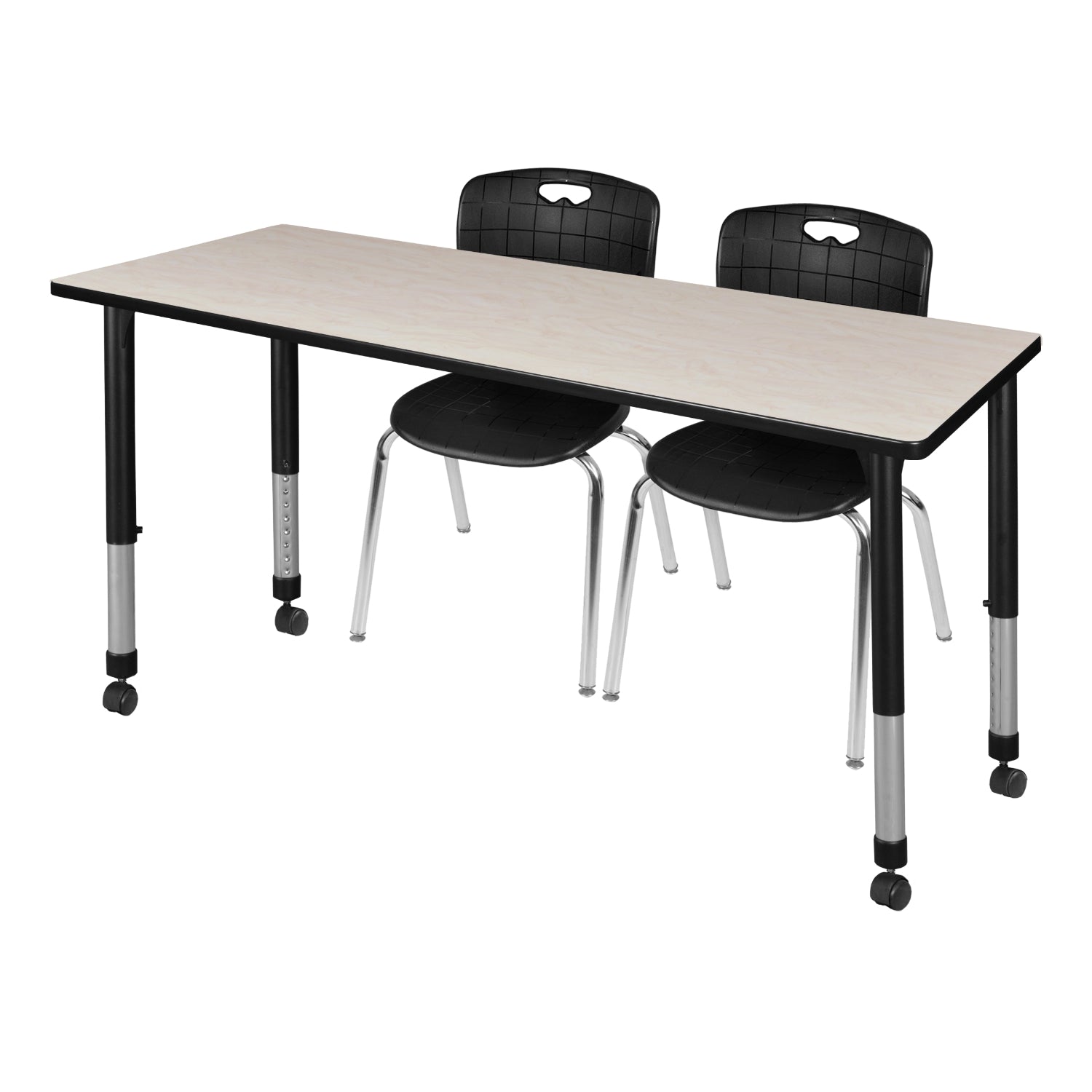 Kee Classroom Table and Chair Package - Adjustable Height Table with 2 Stack Chairs
