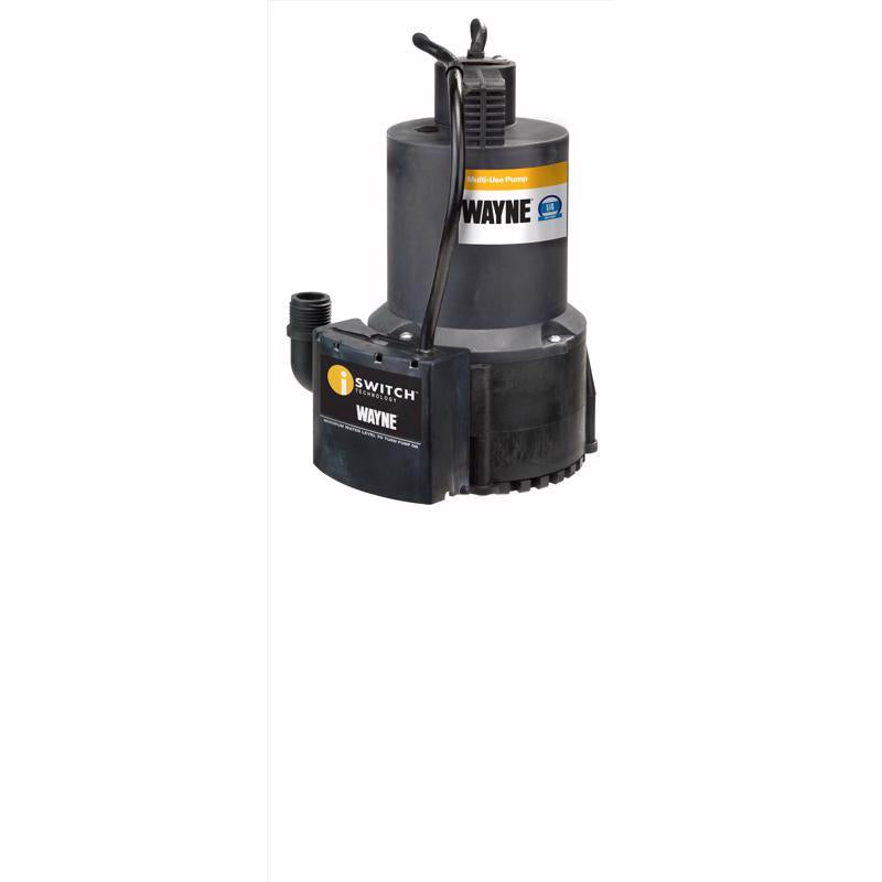 Wayne 1/4 HP 3000 GPH Thermoplastic Electronic Switch Bottom AC Utility Pump