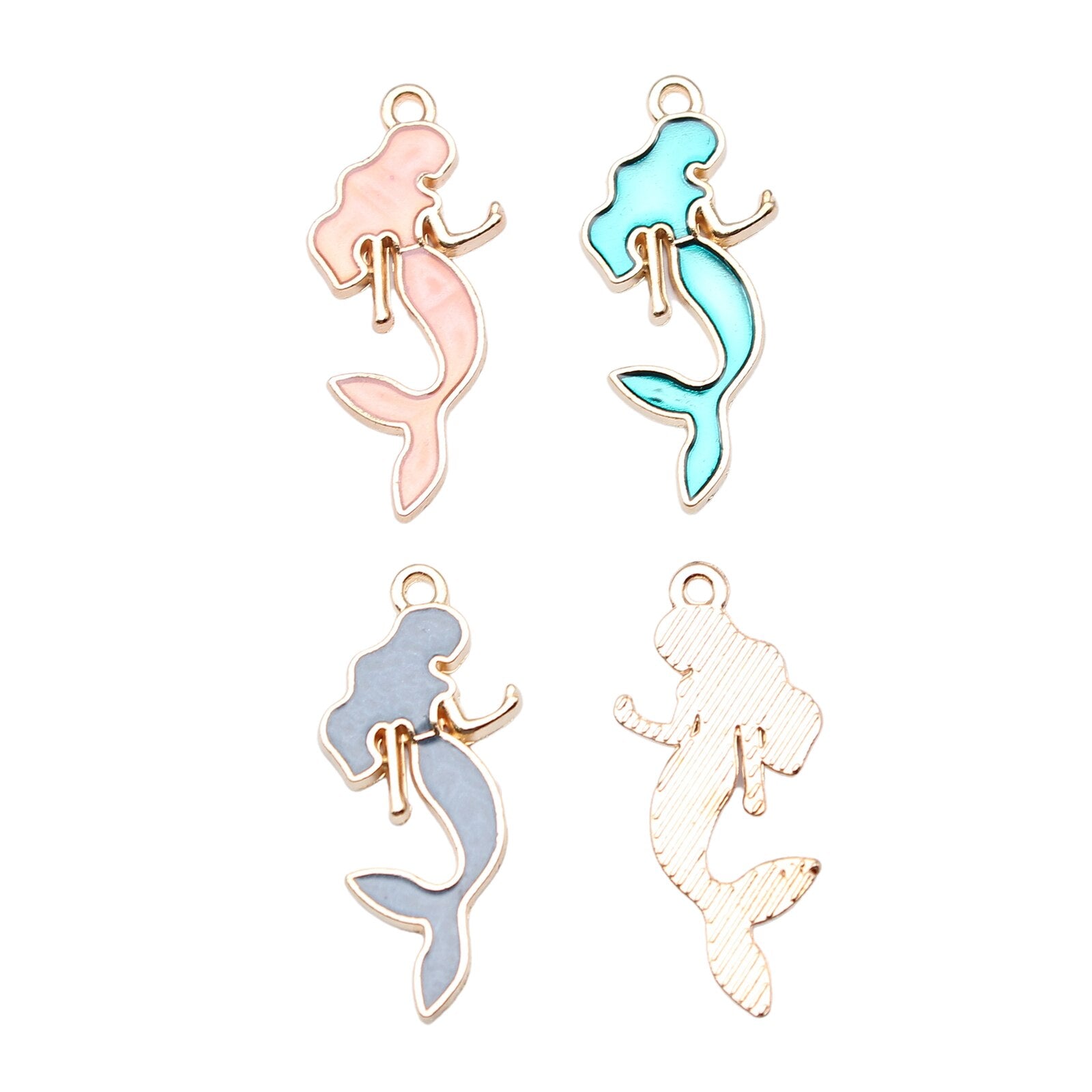 10pcs 29x13mm 4 Colors Enamel Mermaid Charms Pendant for DIY Jewelry Making