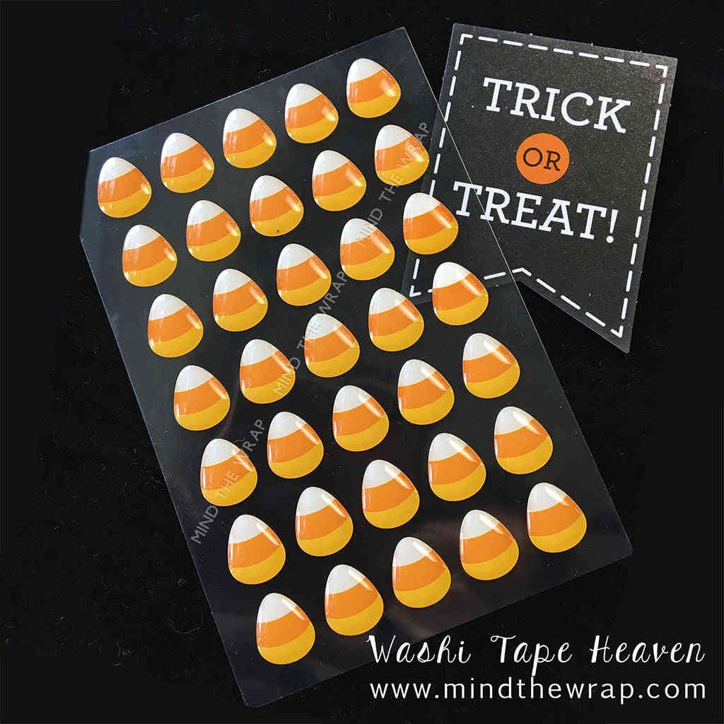 NEW Halloween Candy Corn 3-D Enamel Stickers - Doodlebug Design So Corny Sprinkles - 35 pieces Glossy Dimensional Embellishments