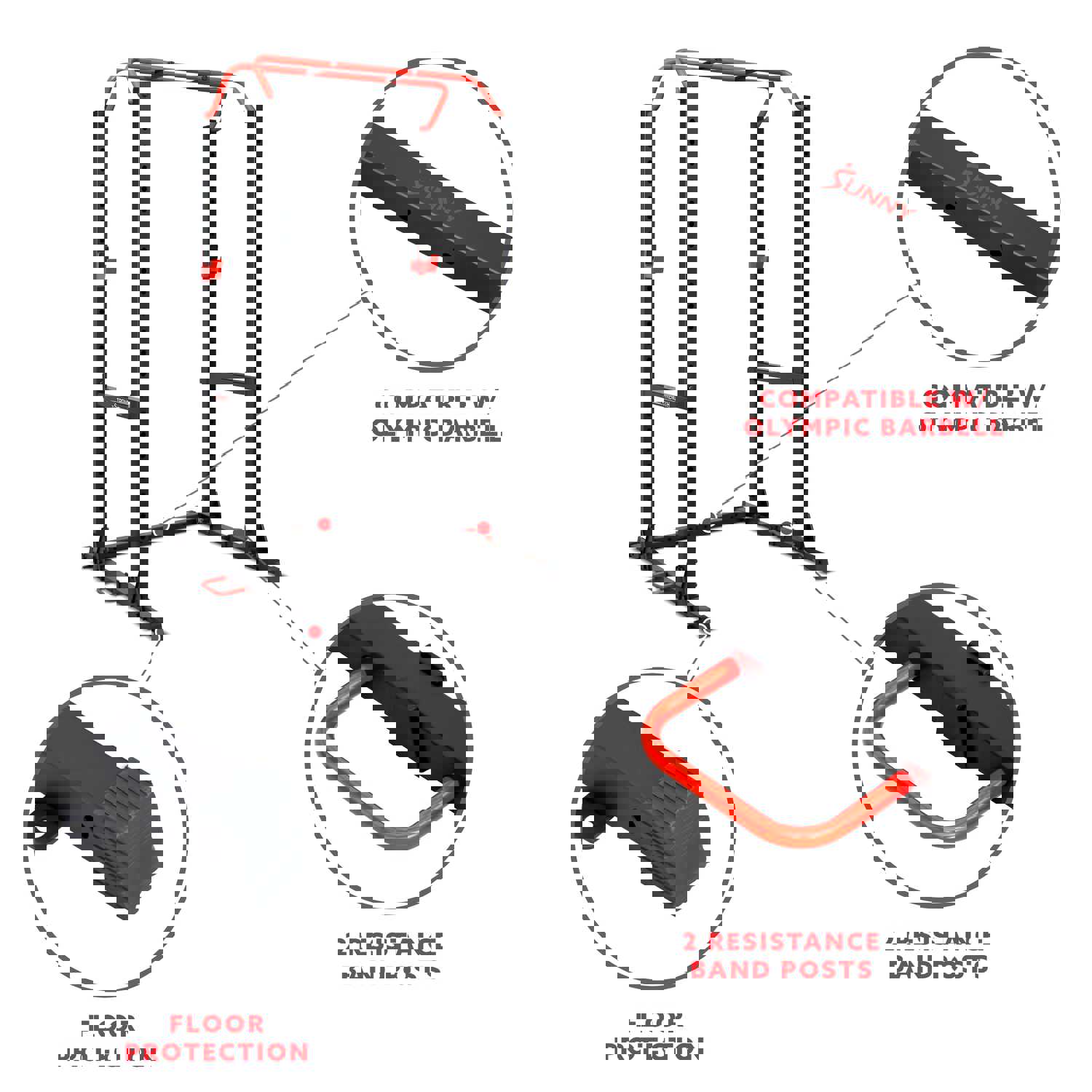 Sunny Health & Fitness Essential Power Cage Squat Rack - SF-XF921024