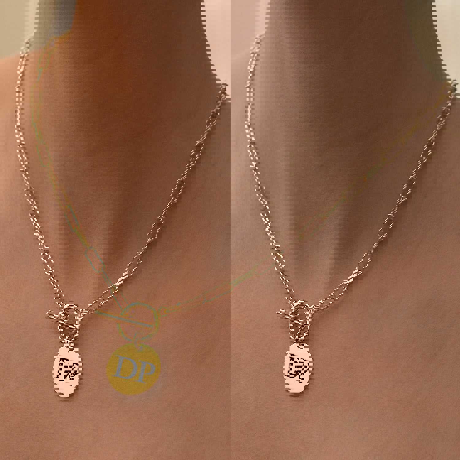 Cleo Paperclip Initial Necklace - Personalized 14k Gold Necklace