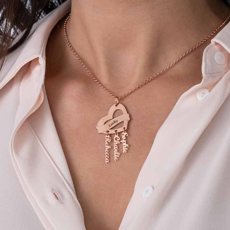 Custom Text Heart Shaped Pendant Necklace - Personalized Silver Name Jewelry for Mother's Day Gift