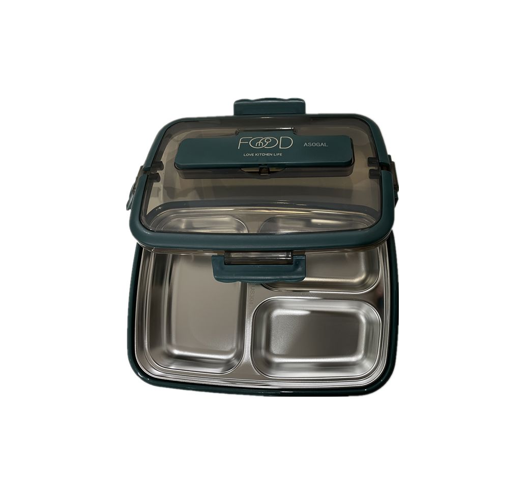 ASOGAL Stainless Steel Leakproof Lunch Box with 4 Compartments for Kids & Adults