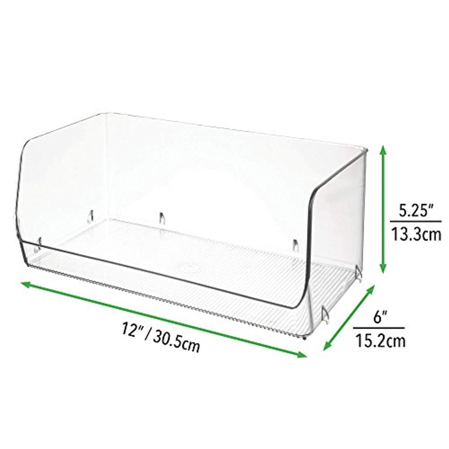 mDesign Medium Stackable Plastic Food Storage Organizer Bin Basket - 2 Pack, Clear