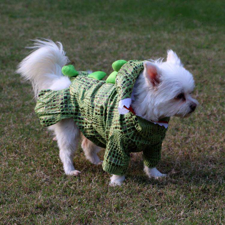Green Cute Crocodile Shape Pet Clothes Cosplay Soft Texture Dogs Hooded Coat Costume Halloween Pets Supplies