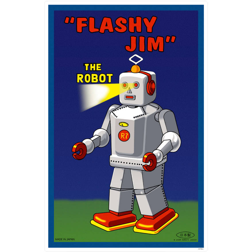 Flashy Jim Robot Tin Toy Wall Decal
