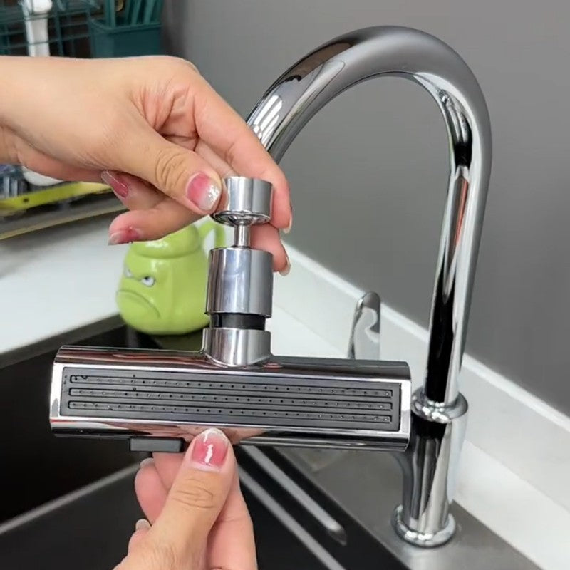 Splash-Proof Universal Rotating Bubbler Kitchen Faucet with Multifunctional Nozzle