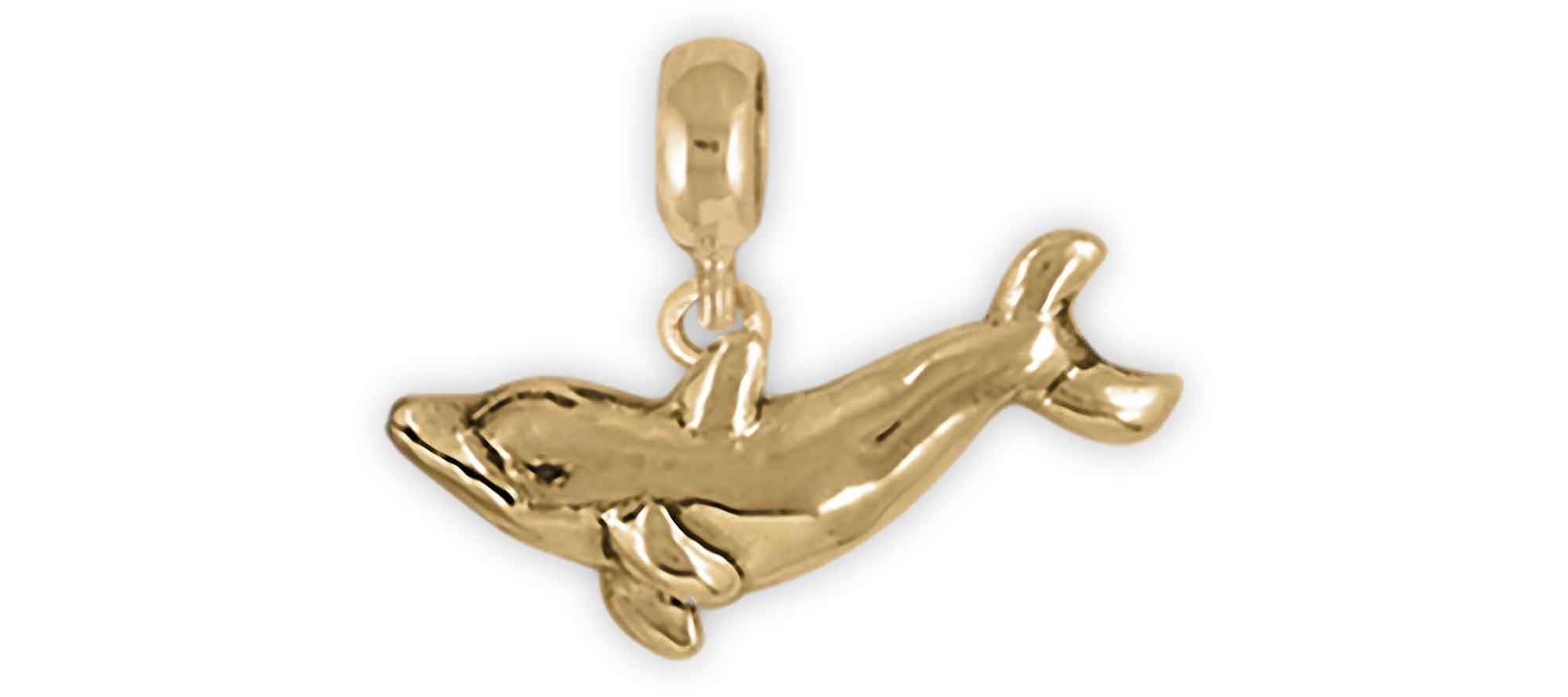 Dolphin Jewelry 14k Yellow Gold Handmade Dolphin Charm Slide for Pandora® Bracelet