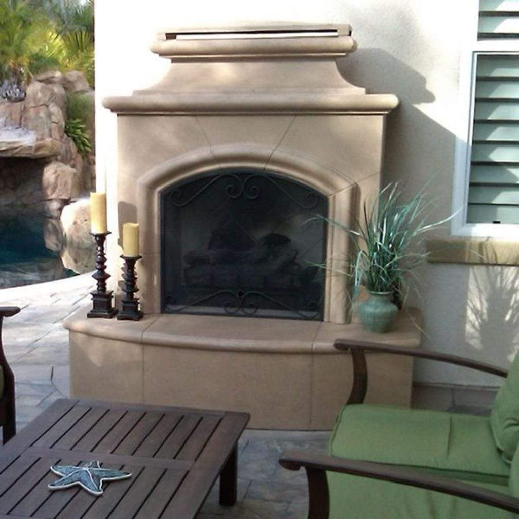 American Fyre Designs Mariposa Vented 65 Inch Outdoor Gas Fireplace with 16” Rectangle Bullnose Hearth