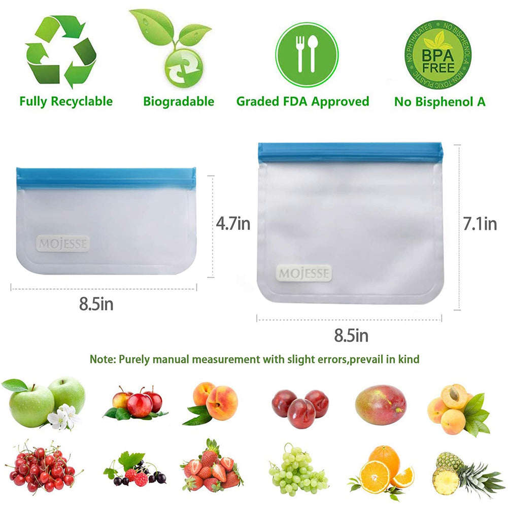 RONSHIN 10PCS Reusable Leakproof Ziplock Sandwich Bags