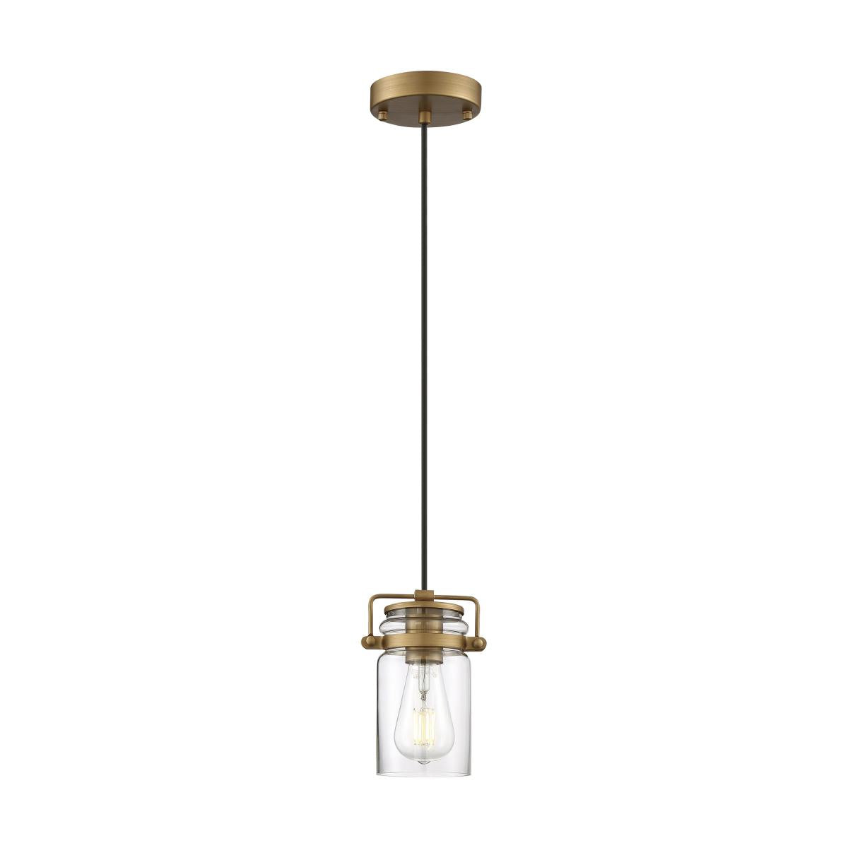 Antebellum 1 LT Mini Pendant - Vintage Brass Finish with Clear Glass