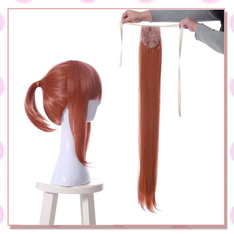Doki Doki Literature Club Monika Cosplay Wig - Long Red Pony Synthetic Hair Accessory