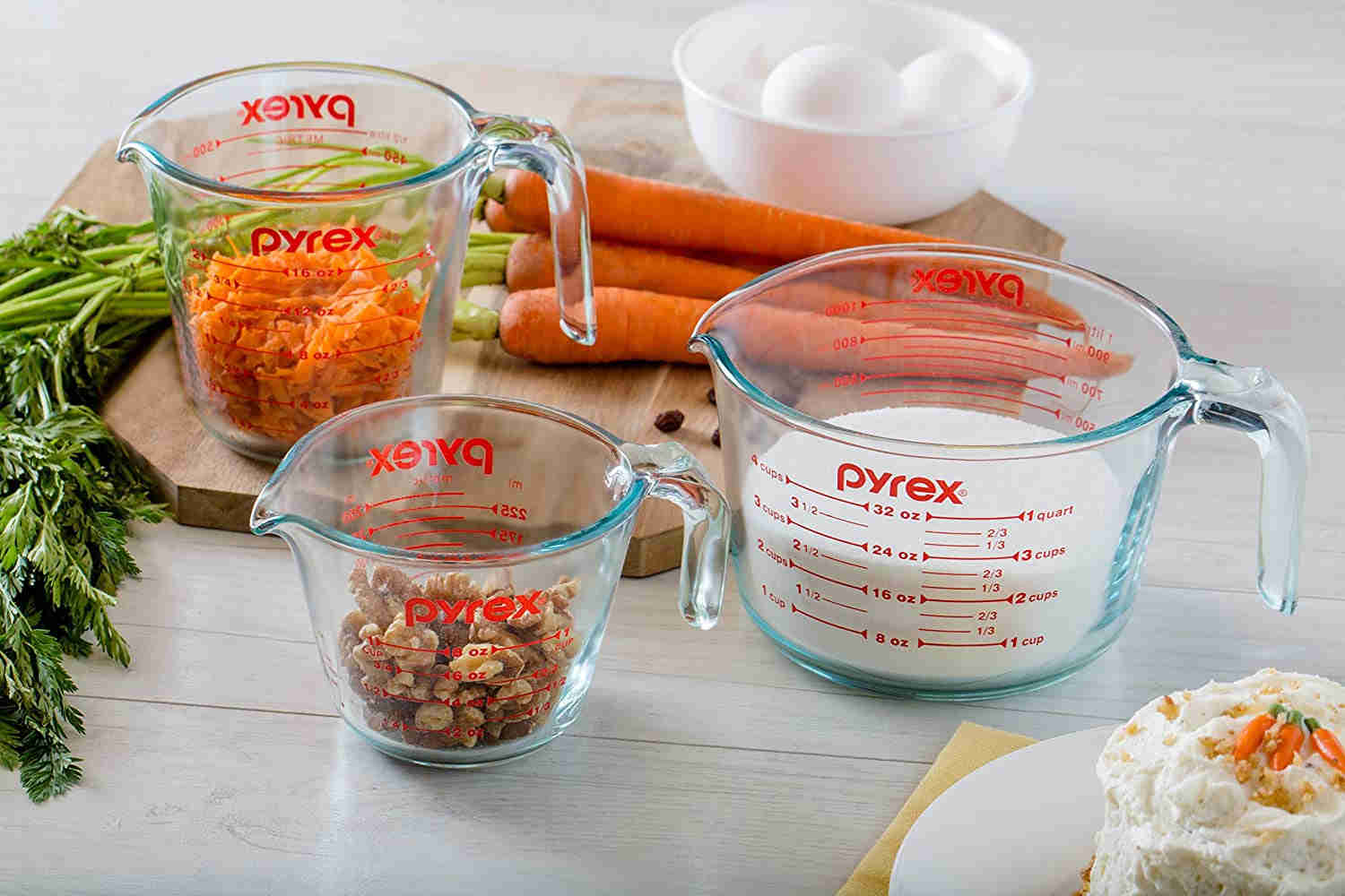 3 Piece Glass Measuring Cup Set - 1-Cup, 2-Cup, and 4-Cup Tempered Glass Liquid Measuring Cups