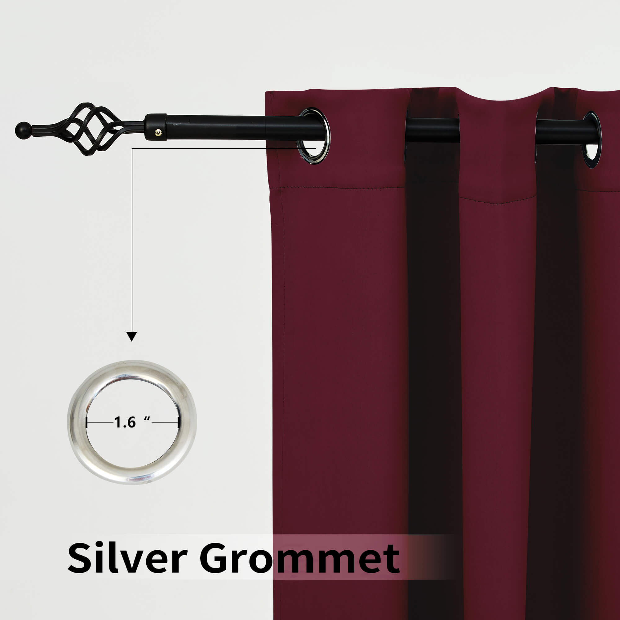 Heartcosy Blackout Curtains Wine Red - Grommet Top & Bottom