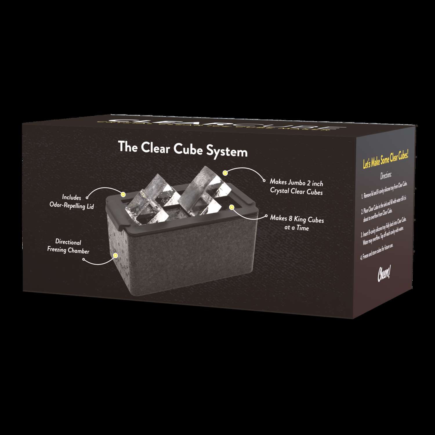 ClearCube Ice Maker by The Whiskey Ball - Directional Freezing System for Jumbo Ice Cubes