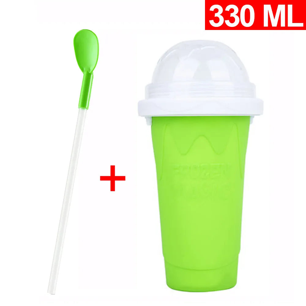Ice Maker Cup for Smoothies, DIY Ice Cream, Quick Frozen Silicone Squeeze Cooling Milkshake Slushy Machine