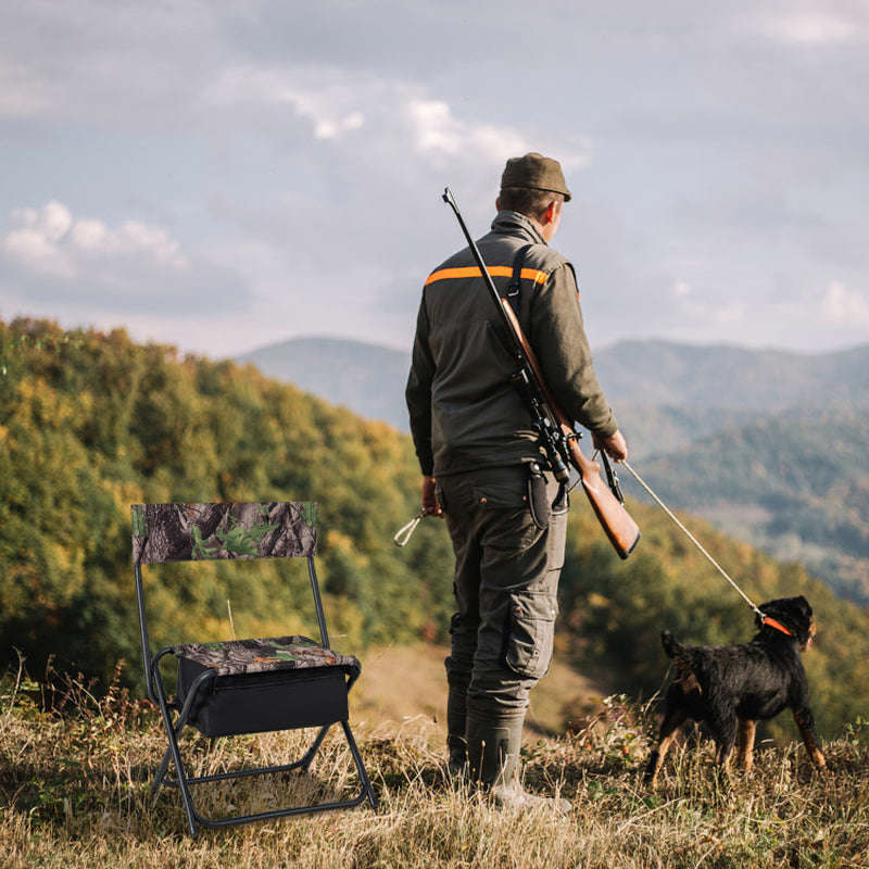 Portable Patio Chair with Backrest and Storage Pocket for Outdoor Activities