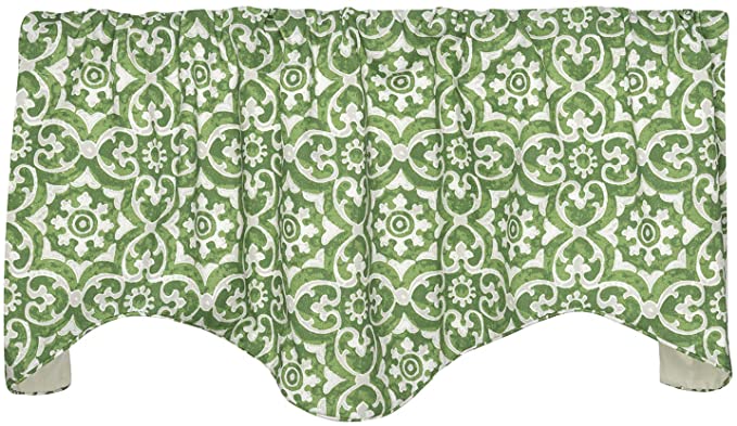 Green Lined Adjustable Window Valances - 53 x 18 Inches, Polyester Fabric for Kitchen & Living Room