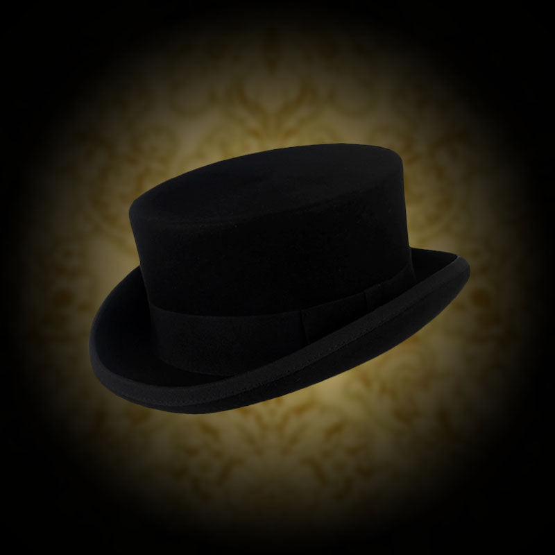 Victorian Style Deadman's Black Top Hat - Handmade Wool Felt