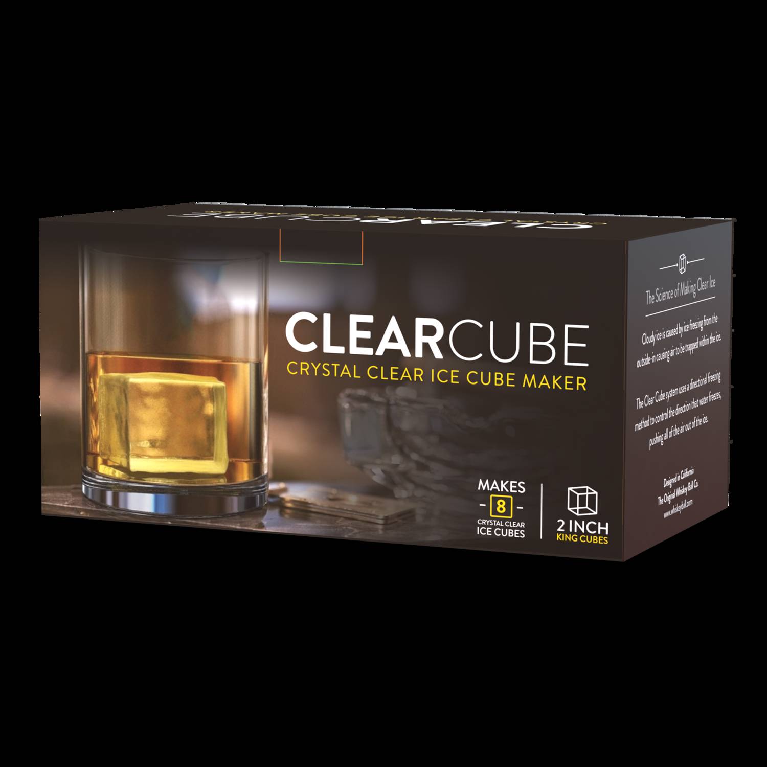 ClearCube Ice Maker by The Whiskey Ball - Directional Freezing System for Jumbo Ice Cubes