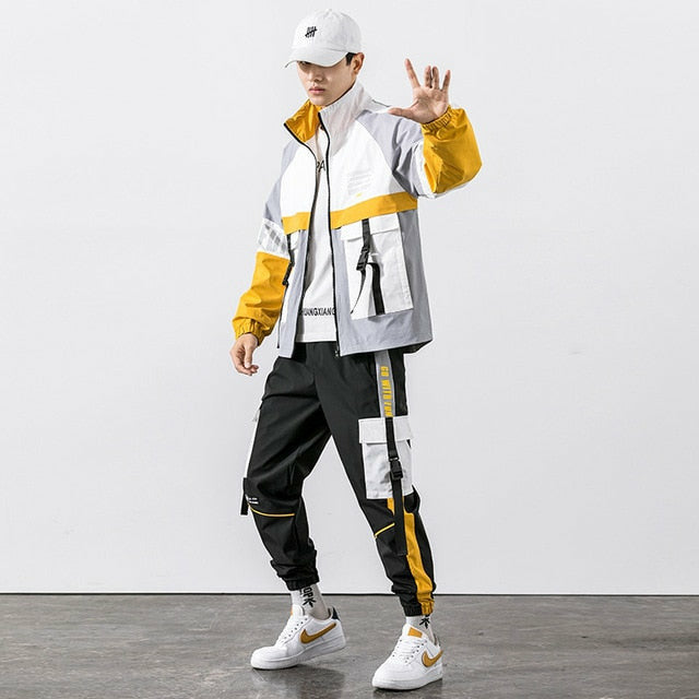Hip Hop Work Wear Mens Jacket & Pant 2PCs Set Tracksuit Clothing