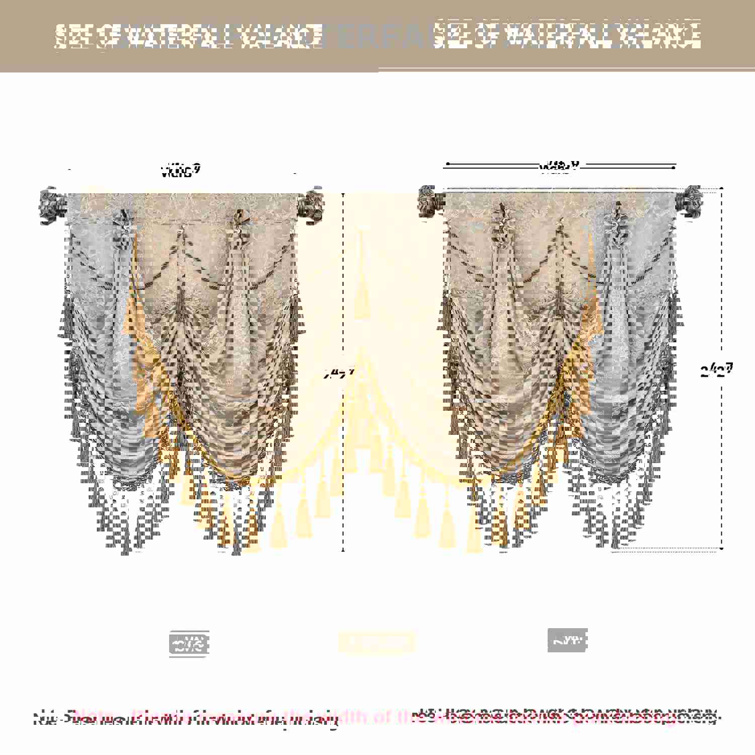 Palace Swag Valance - Elegant Sand Jacquard Fabric Window Treatment