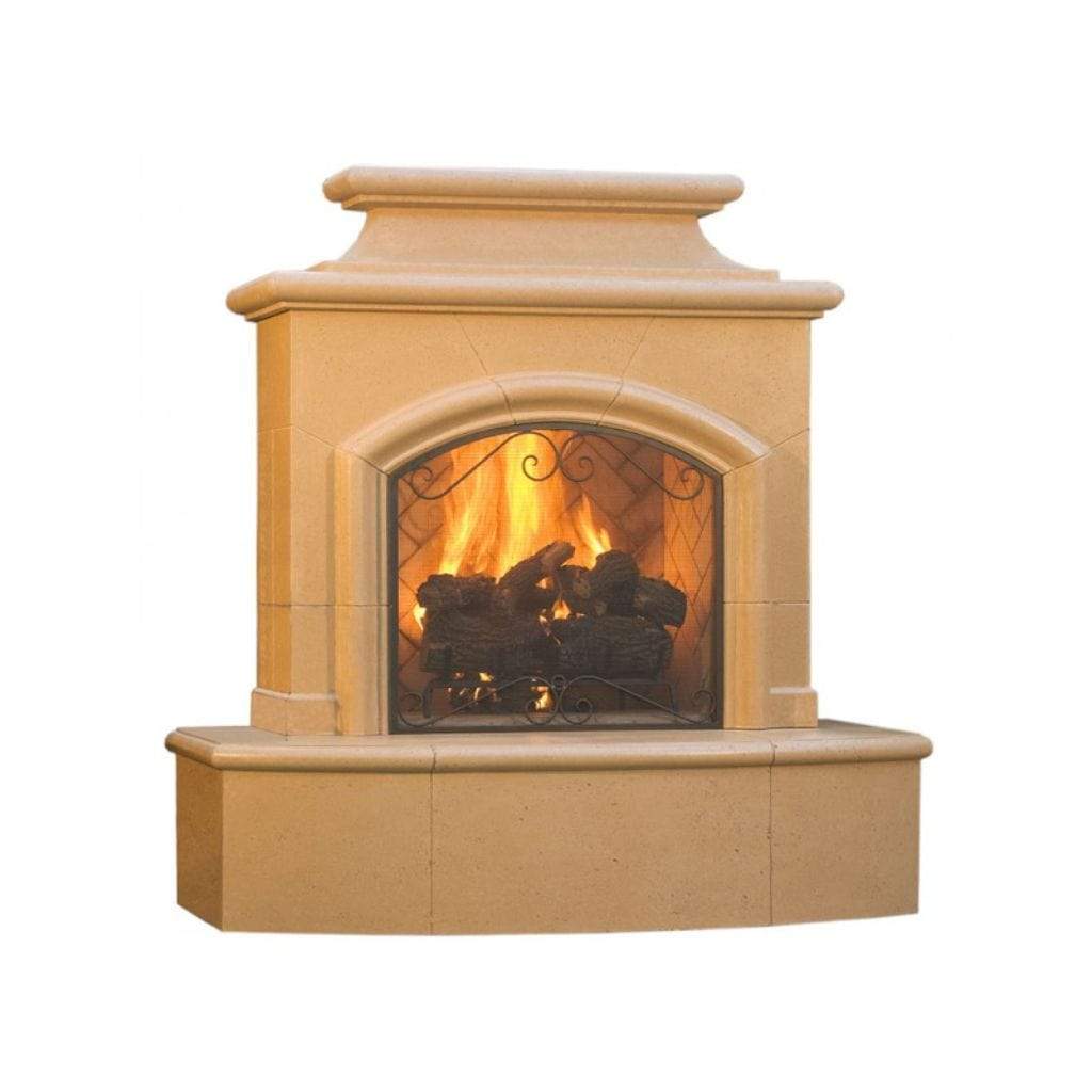 American Fyre Designs Mariposa Vented 65 Inch Outdoor Gas Fireplace with 16” Rectangle Bullnose Hearth