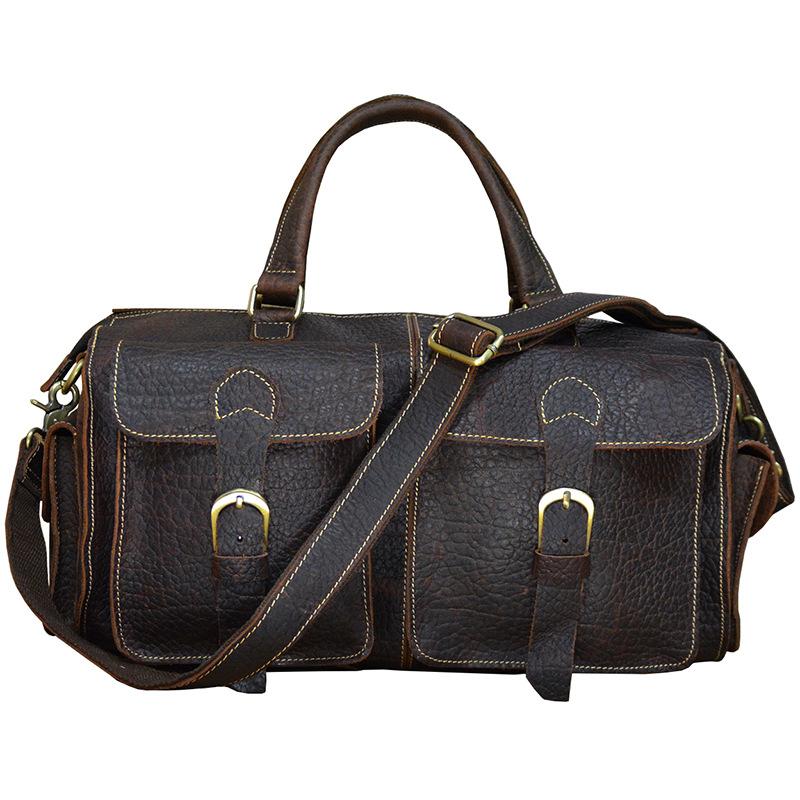Vintage Leather Men's Weekender Duffle Bag - Italian Cowhide Travel Overnight Bag