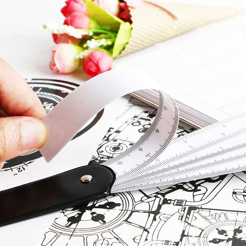 Multi-function Fan-shaped Scale Folding Fan Drawing Ruler for Architectural and Clothing Design