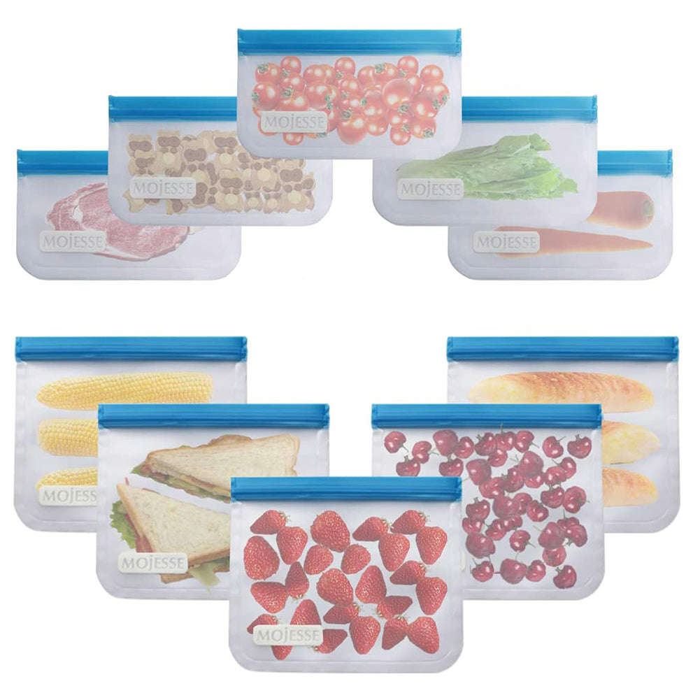 RONSHIN 10PCS Reusable Leakproof Ziplock Sandwich Bags