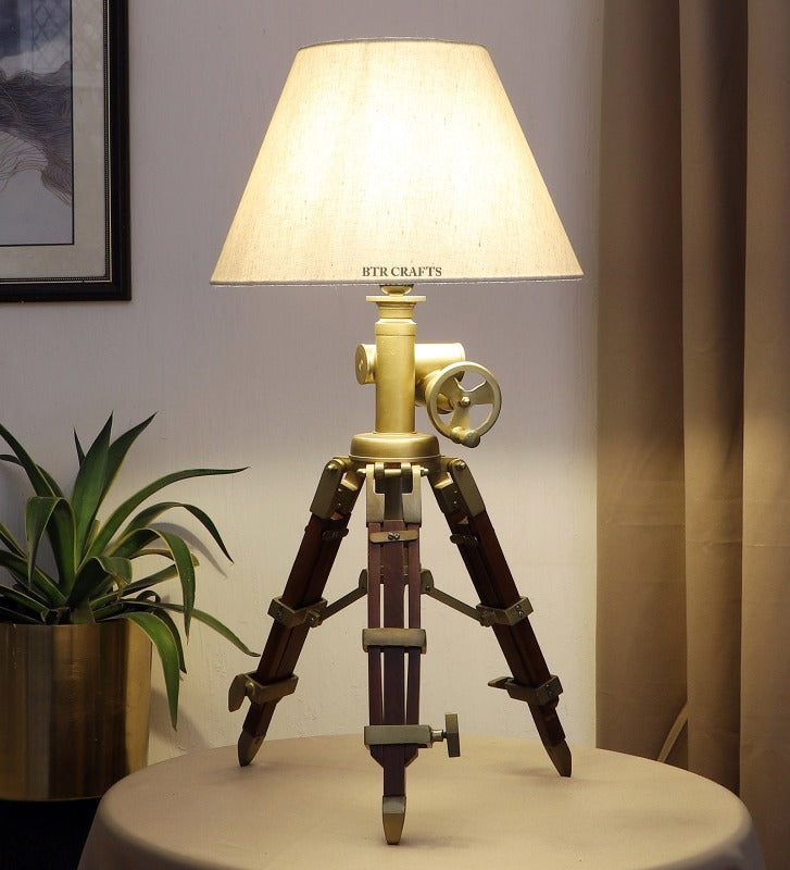 BTR CRAFTS Vintage Tripod Table Lamp with Adjustable Stand - Rustic Home Decor