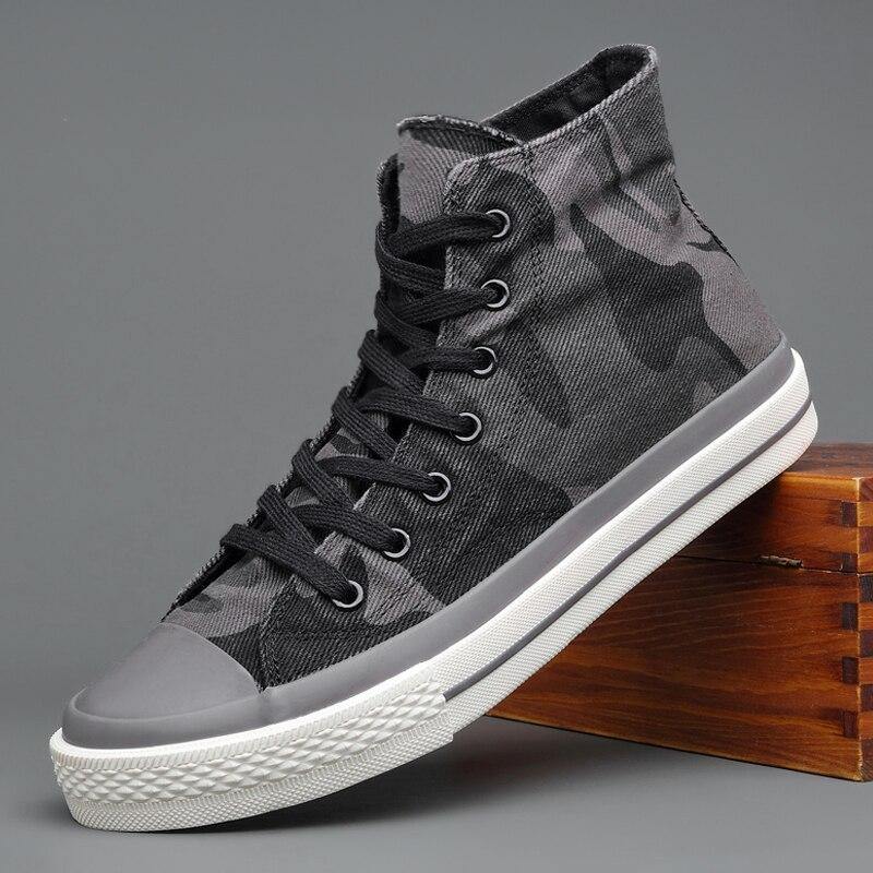 Spring New Men's High-top Canvas Shoes Korean Fashion Camouflage Sneakers